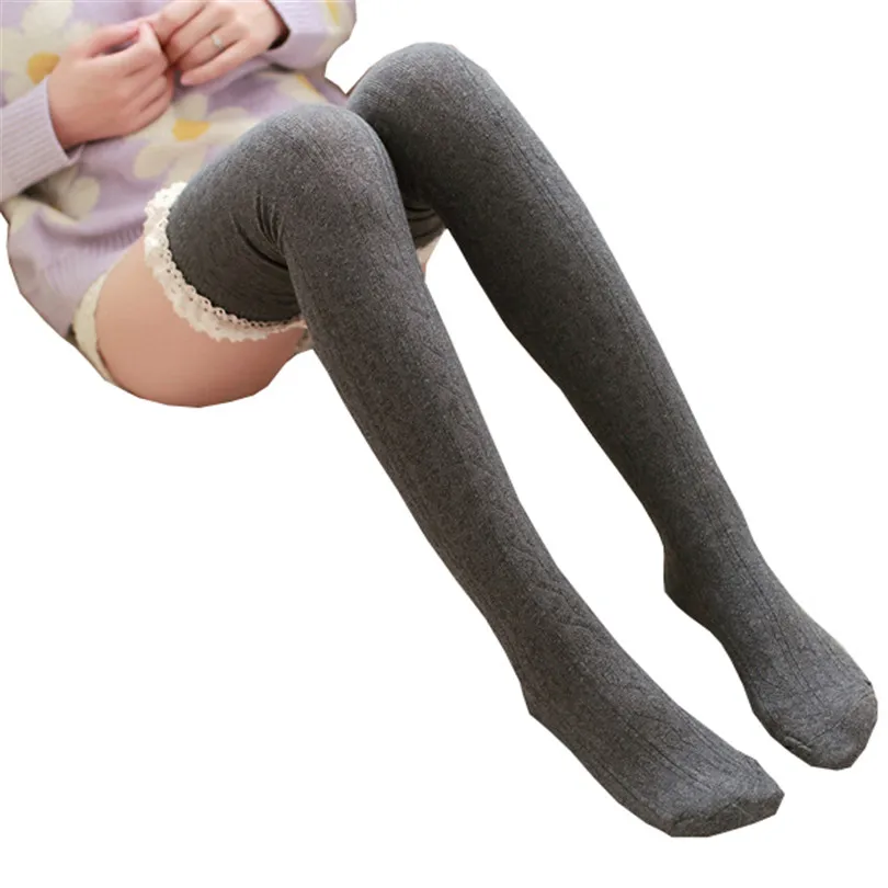 

CUHAKCI Fashion Lace partchwork Knee Socks Women Cotton Thigh High Over The Knee Stockings for Ladies Girls Warm Long Stocking