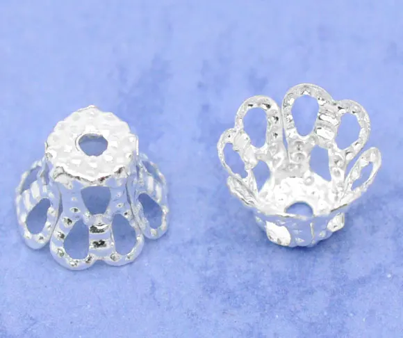 DoreenBeads сплав бусины колпачки чашки серебряный цвет (подходит 6 мм бусины) цветок
