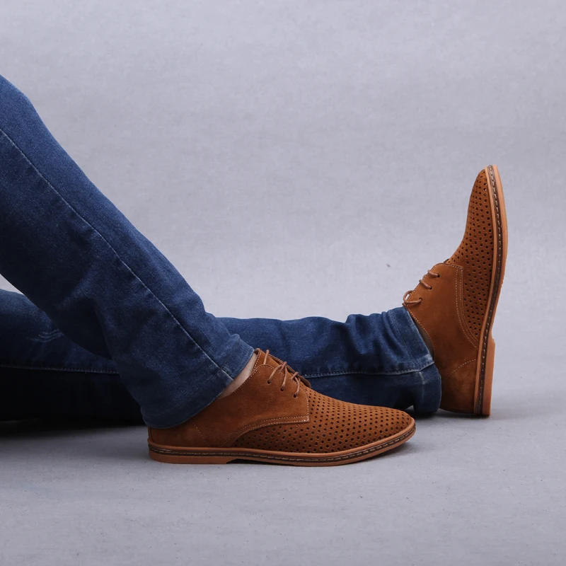 ROXDIA New Fashion Spring Summer Suede Men Flat Casual Shoes Flats Driver Footwear Breathable Lace Up Plus Size 39-48 RXM766 | Обувь
