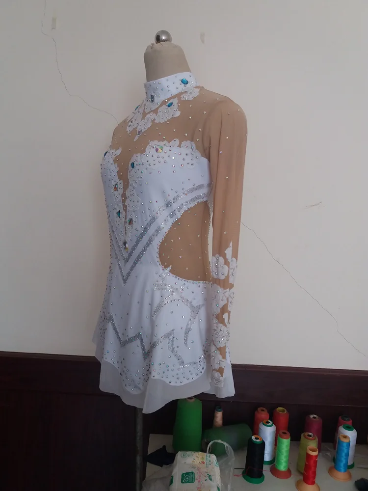 Платье для фигурного катания на заказ с кристаллами женщин и детей платье