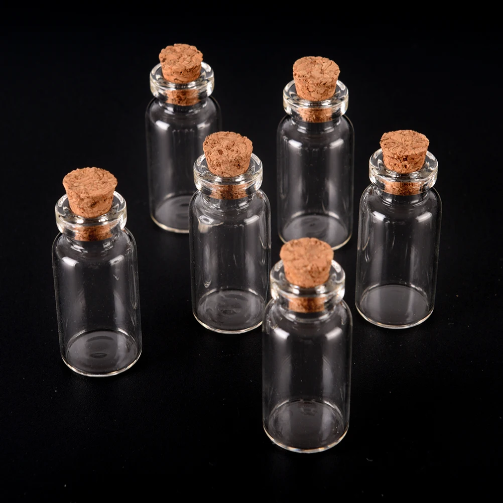 Маленькие пустые прозрачные пробковые стеклянные бутылки желаний флаконы для