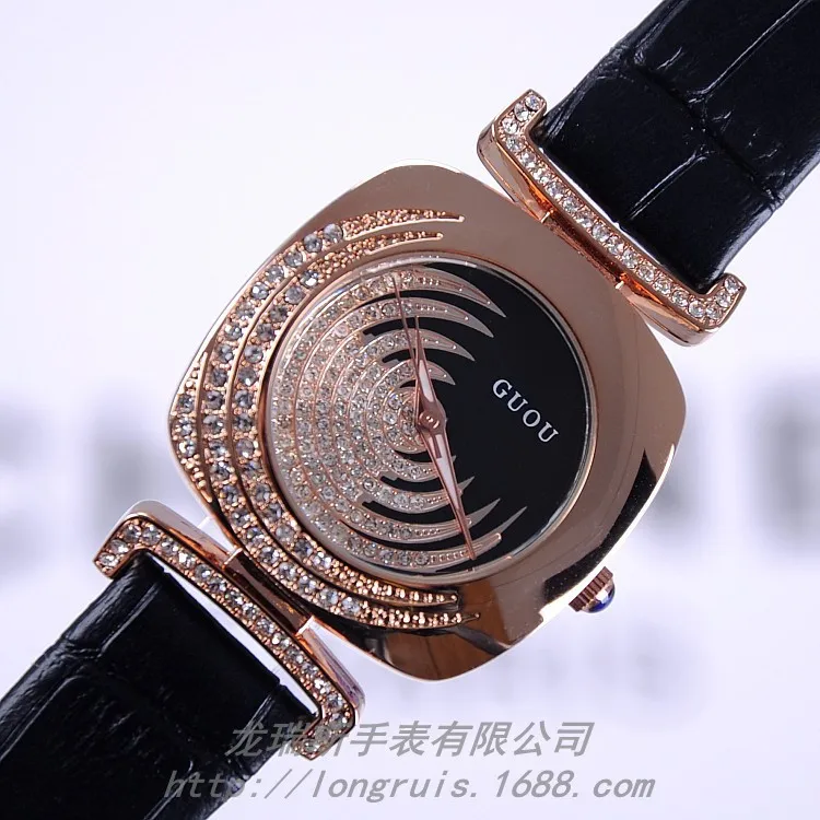 Модный чехол из розового золота с блестящим кристаллом белый циферблат