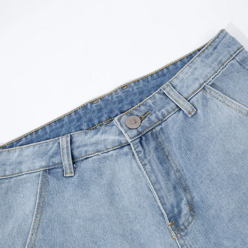 Fashion Denim Button Jeans Men Blue Cargo Sportswear Destroyed Frayed Hole Classic Harem Pants Korea Preppy Style Trousers ZFK21 | Мужская