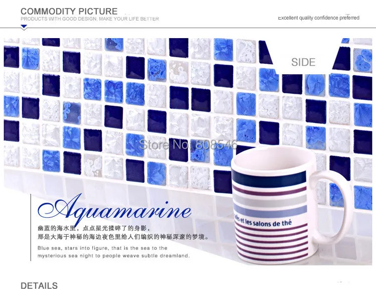 Китай полированный фарфор Темно-синие белый Керамика мозаика плитка кухня щитка