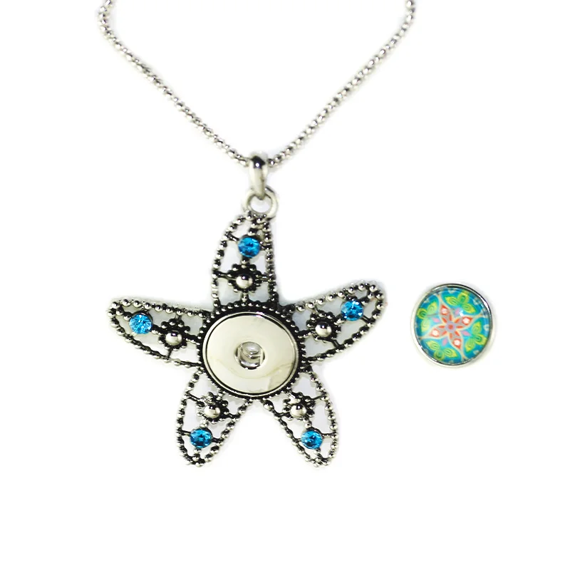 Bo world Starfish Snap Button Jewelry Pendant Necklace with Link chain Fit 18/20mm Women PN20 | Украшения и аксессуары
