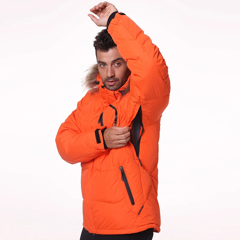 2022 New Winter Men Down Jacket Warm Down Coats White Duck Down Real Raccoon Fur Hooded Down Jackets Outwear Winter Men Coats