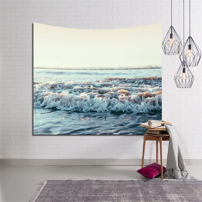 Пляжный настенный гобелен из полиэстера 150*150 см морской воды Квадратный Ковер Коврик для йоги спальный путешествия Кемпинг настенный гобелен