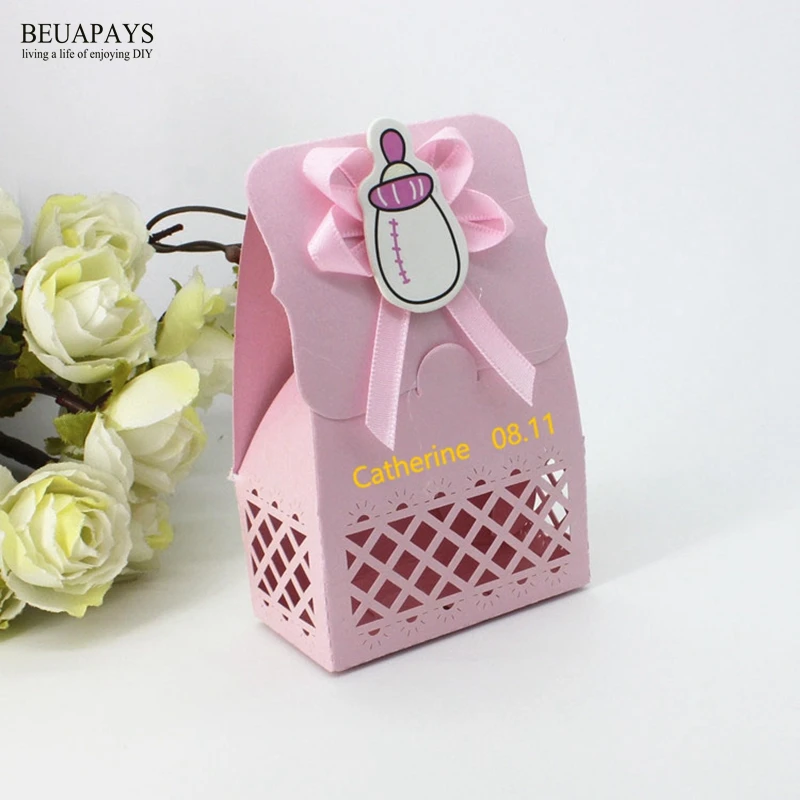 100pcs Personalized Customizing baby shower candy box can add name and date Baby Birthday Gift Box One-year-old Candy Box gift