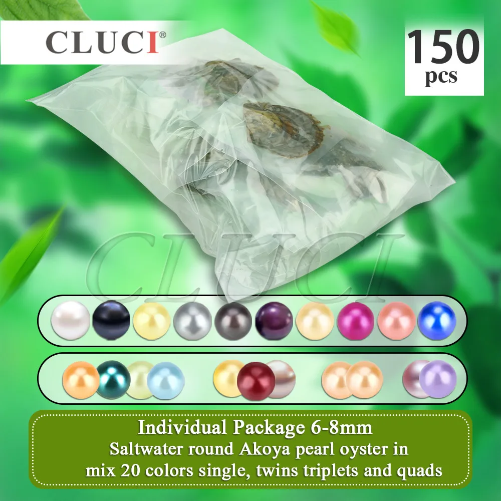 CLUCI 150 шт 6-8 мм смешанный 20 цветов натуральный круглый акойя жемчуг соленой воды бусины вакуумные Упакованные устрицы с жемчугом