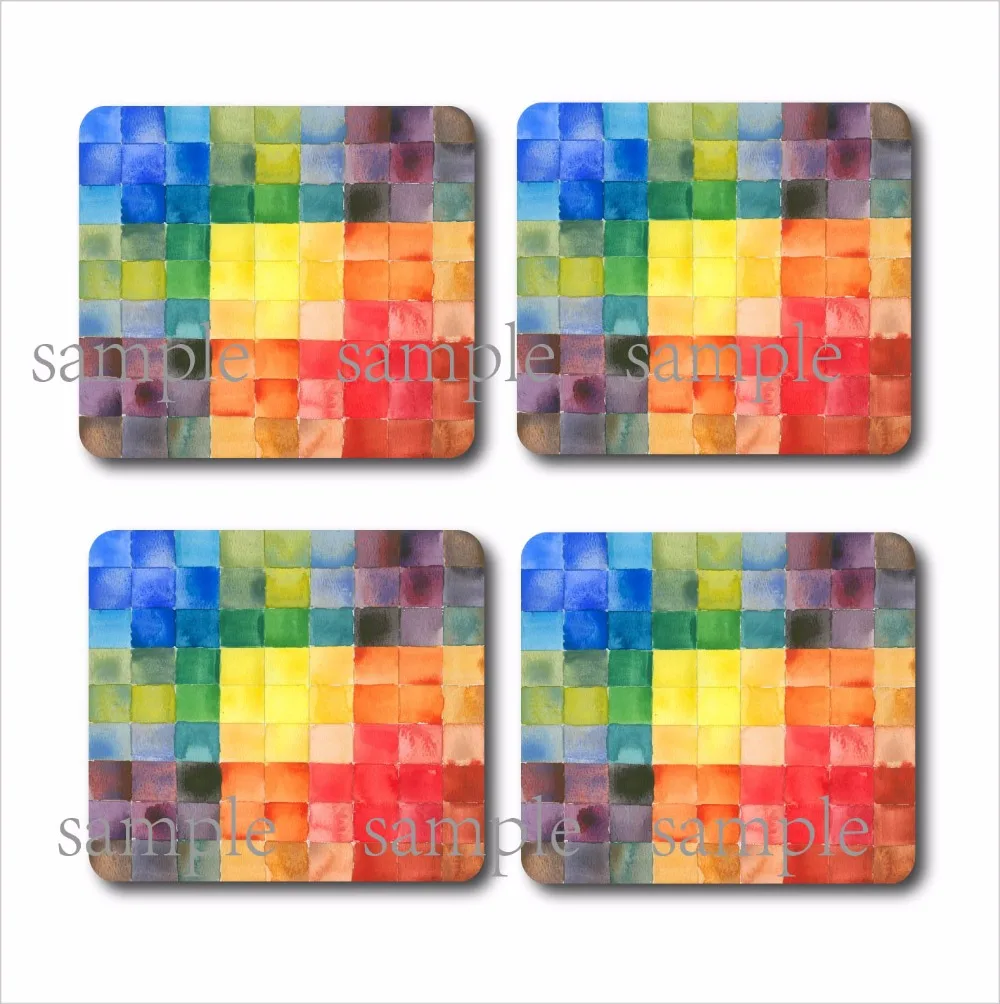 Набор из 4 акварельных коробок подставки под чашку ДВП деревенский домашний