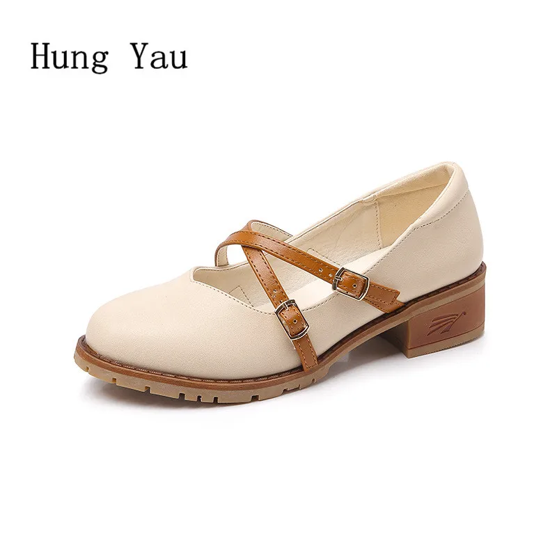 

Женские туфли-лодочки на платформе, удобные повседневные прогулочные туфли на высоком каблуке, с ремешком и пряжкой, большие размеры 34-43, ос...