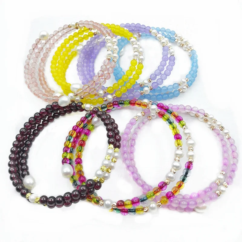 2018 модный двухслойный браслет с фиолетовыми кристаллами эффектом памяти розовое