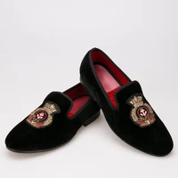 style velvet men shoes with hand stitch bullion embroidery loafers men casual shoes