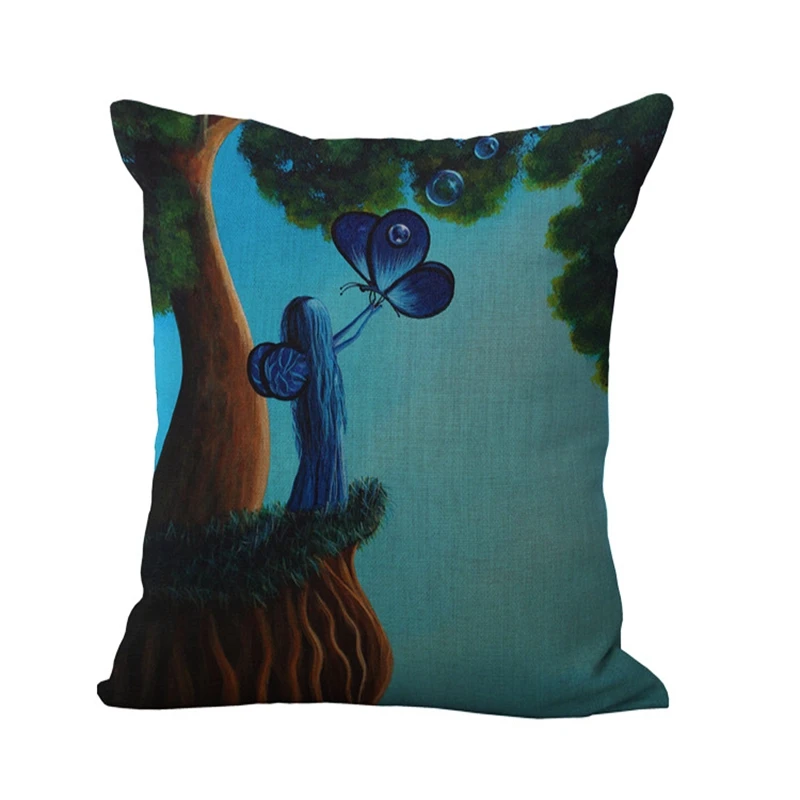 Мультяшная фантазия лес хлопок льняная Подушка C и моющаяся поясная подушка Милая для сиденья C101|linen cushion