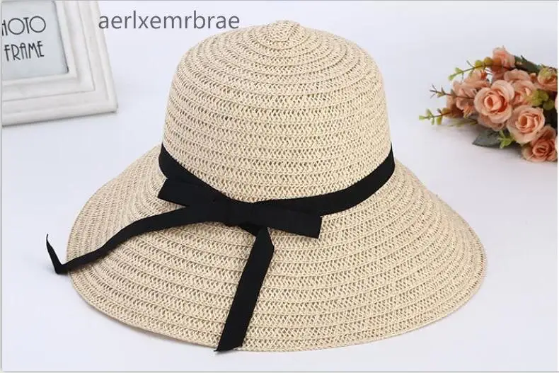 

2017 новые модные летние шляпы для женщин с плоским верхом, искусственная лента, бант, широкие поля, солнцезащитные шляпы для мужчин и женщин, ...