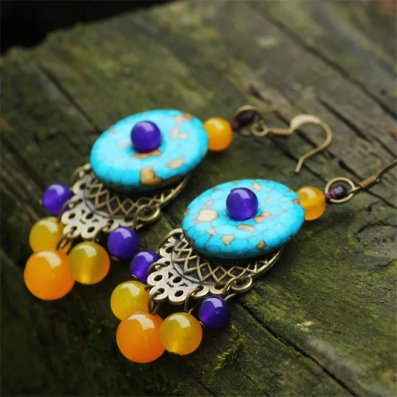 Женские серьги Новые DIY старые медные горячие продажи богемные ювелирные изделия