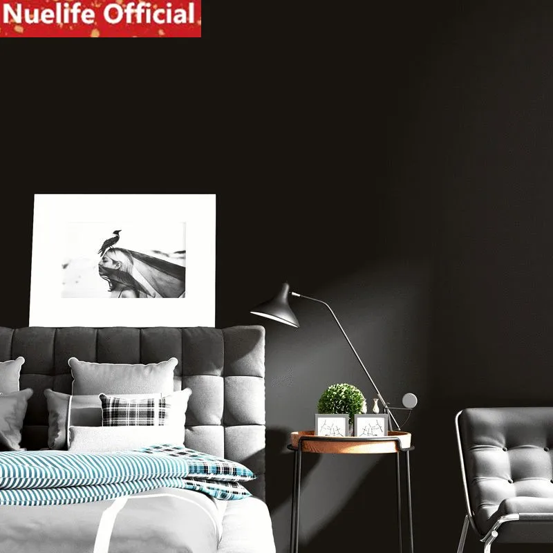 

0.53x10m Pure black matte ceiling wallpaper living room bedroom study restaurant study clothing store background wall paper
