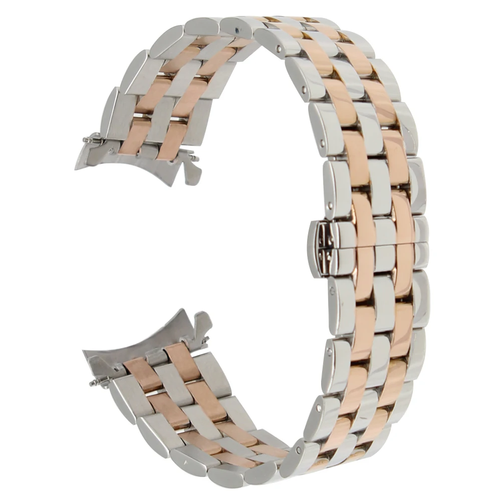 Ремешок из нержавеющей стали для наручных часов изогнутый браслет с застежкой