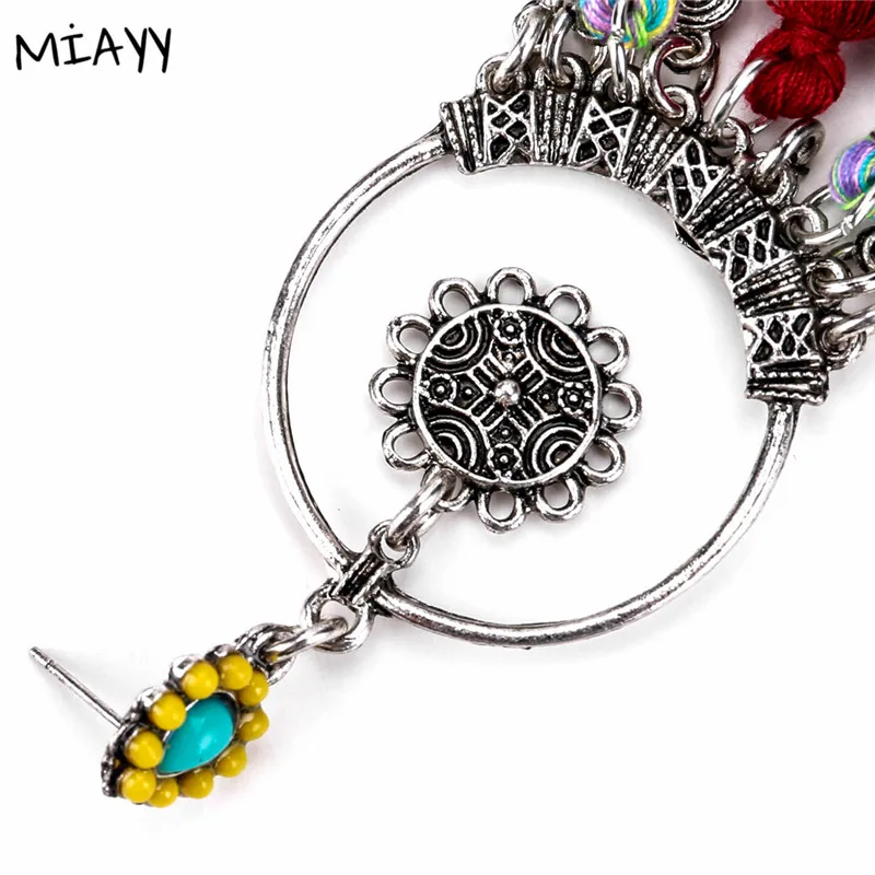 Многослойные серьги с кисточками для женщин старинное серебро цинковый сплав