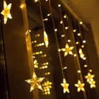 СВЕТОДИОДНЫЕ гирлянды с европейской вилкой, Рождественские огни, внутренние огни для внутреннего дворика, украшения для сада Paty 2019, праздничные огни, Звездные занавески