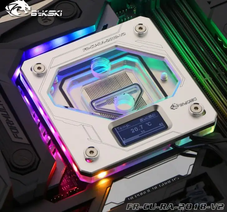 Bykski Процессор воды блок использовать для INTEL LGA1150/1151/1155/1156 LGA2011 2066X99 RGB A-RGB ореолом светильник Температура Дисплей OLED - Цвет лезвия: silver