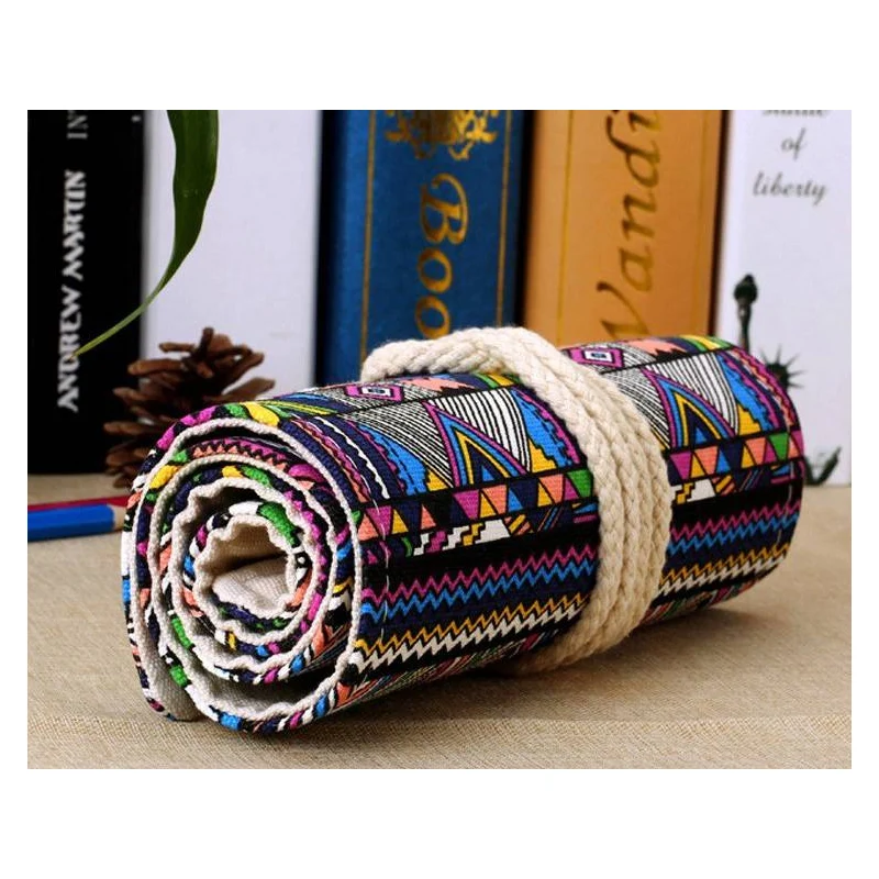 

12/24/36/48/72/108 Roll School Pencil Case Canvas Pencil Case Makeup Brush Pen Pouch Wrap Roll Painting Stationery