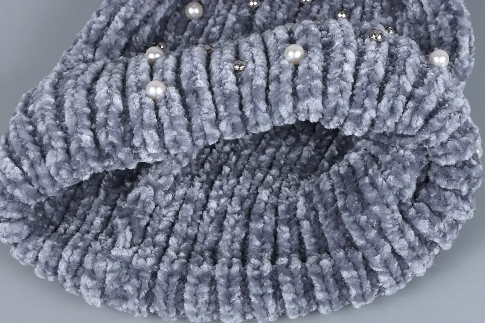 Новый дизайн Женская шенилля зимняя шапка Лисий помпон шапочки натуральный мех