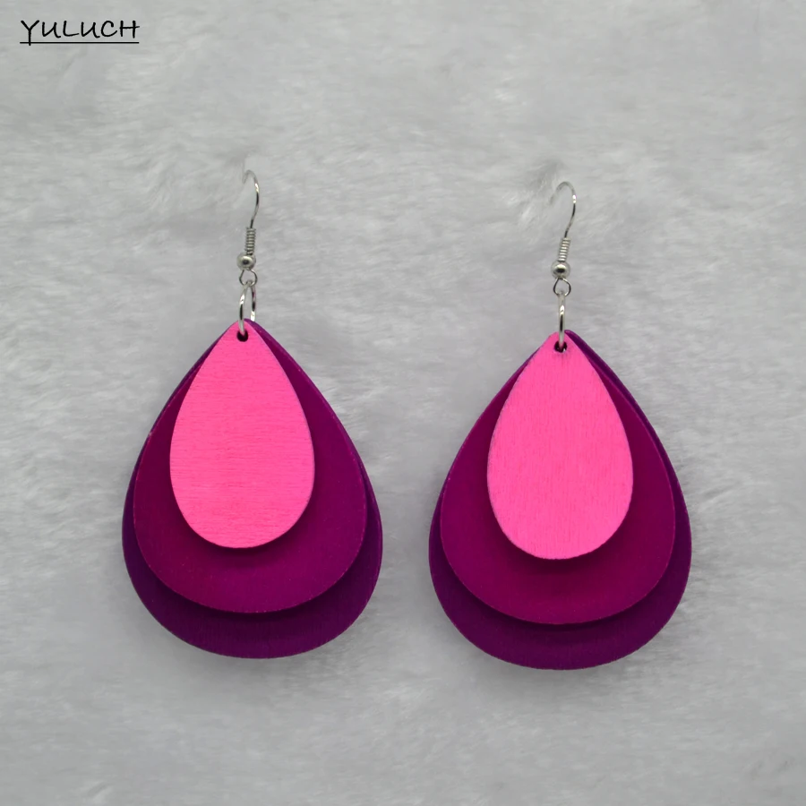 Очаровательные Деревянные серьги в виде цветка аксессуары для сережек три цвета