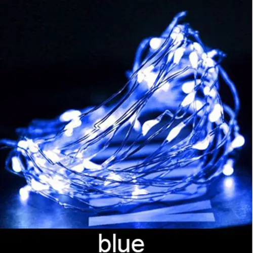 Blue Многоцветный СВЕТОДИОДНЫЙ светильник на батарейках s 1 м 2 м 3 м водонепроницаемый светильник из медной проволоки на Рождество, украшение для дома и сада - Испускаемый цвет: Blue