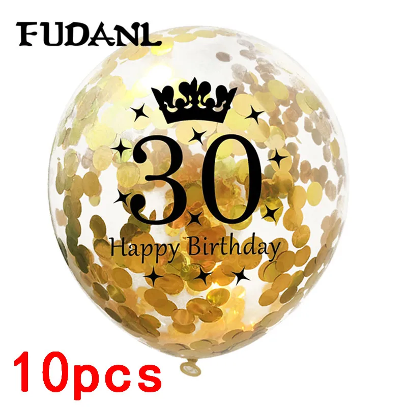 30th 12 дюймов розовое золото конфетти воздушные шары 18 21 30 40 50 юбилей шарик для дня рождения вечерние украшения для взрослых Свадебный декор - Цвет: 30th