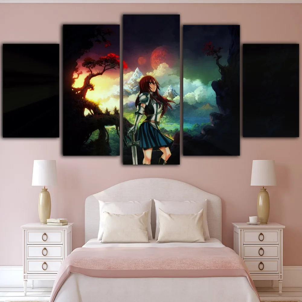 5 шт. картина из парусины сказочный хвост Peinture Sur Toile постер аниме картины для