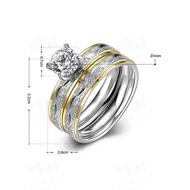 2Pcs/Set Vintage 316L Titanium steel Ring Mens Jewelry for Women Shining Zircon Wedding Band male ring 6 7 8 9 Size lovers | Украшения и