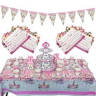 Украшение для дня рождения, пригласительная открытка для девочек, баннер, одноразовая фотография, розовый единорог, фотография