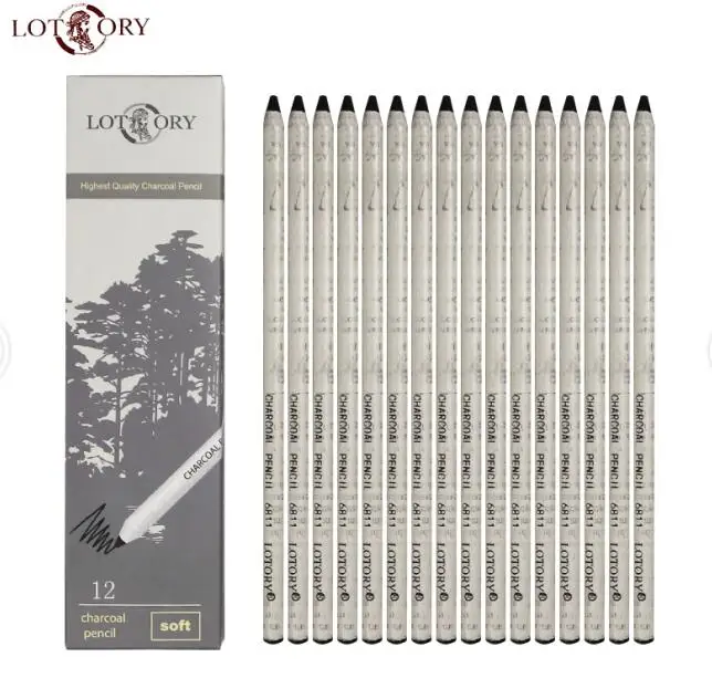 12pcs-set 12 шт./компл. Профессиональная мягкая угля эскиза карандаши для рисования набор для школы Стандартный карандаши для рисования принадлежности художественные Кисти - Цвет: 12pcs-set