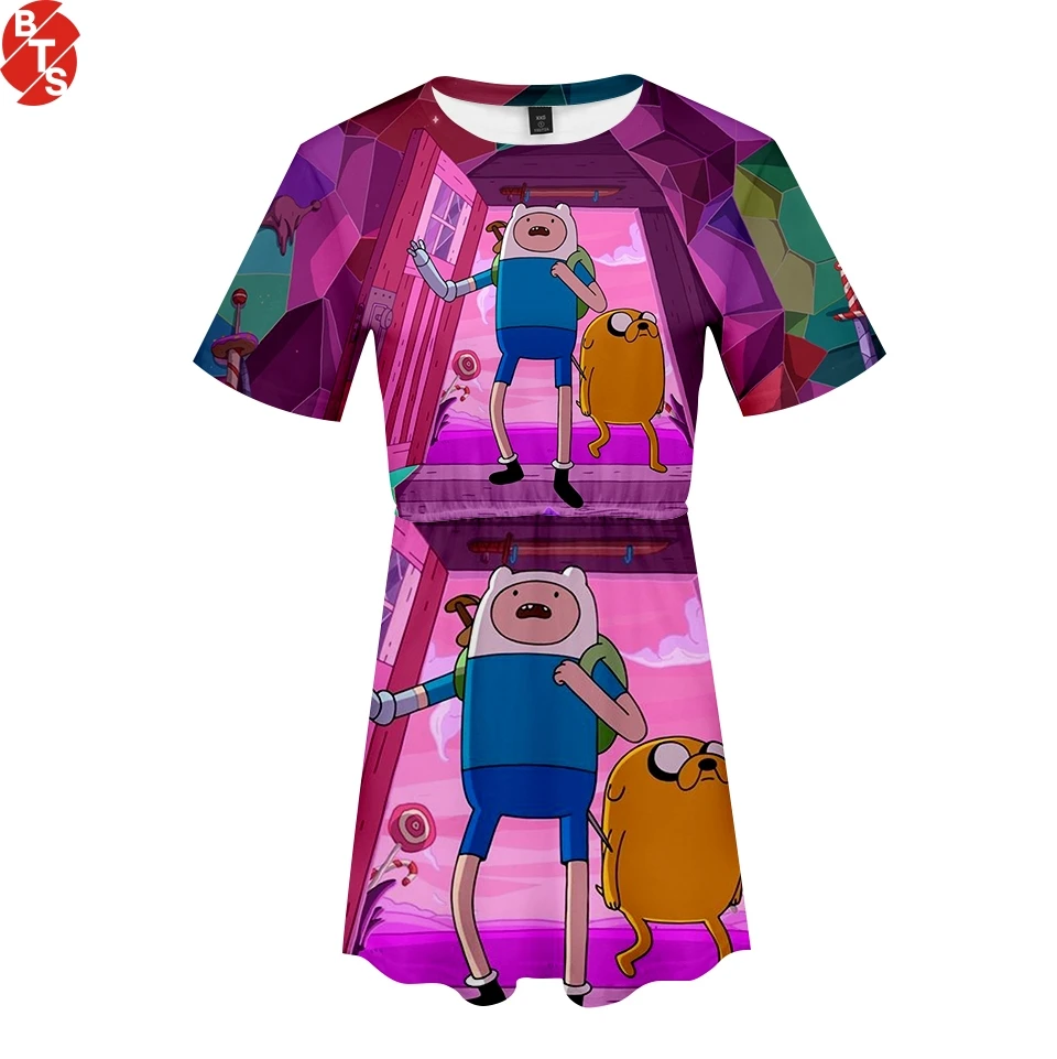 Женское платье с 3D принтом Adventure Time летнее Повседневное коротким рукавом уличная