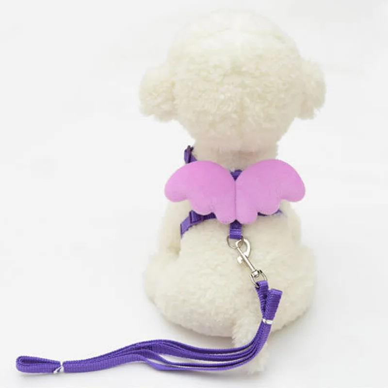 Cute Small Pet Dogs Cats Leashes Collars Set Puppy Leads Angel Wing Design Adjustable Harness Pets Accessories LBShipping | Дом и сад