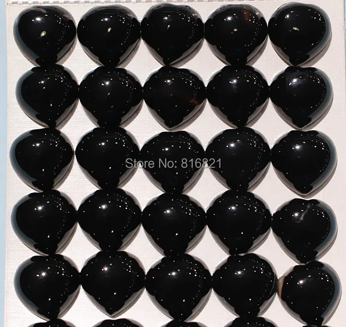 

( 12 Pieces/lot) 13mm New Black Agate stone Heart Dome CABs Cabochons Flat Backed stone Cabochon