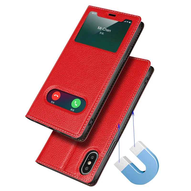 Роскошный Ультратонкий смарт Флип из натуральной кожи для iPhone X XR XS MAX 8 8Plus 7 7Plus 6 6S