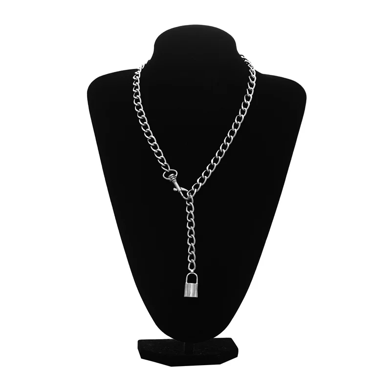 silver Модная Серебряная цепочка, колье, ожерелье для женщин/мужчин, длинная цепочка, ожерелье, подвеска в стиле панк-рок, готика, металлическая цепочка, воротник с круглым вырезом - Окраска металла: silver