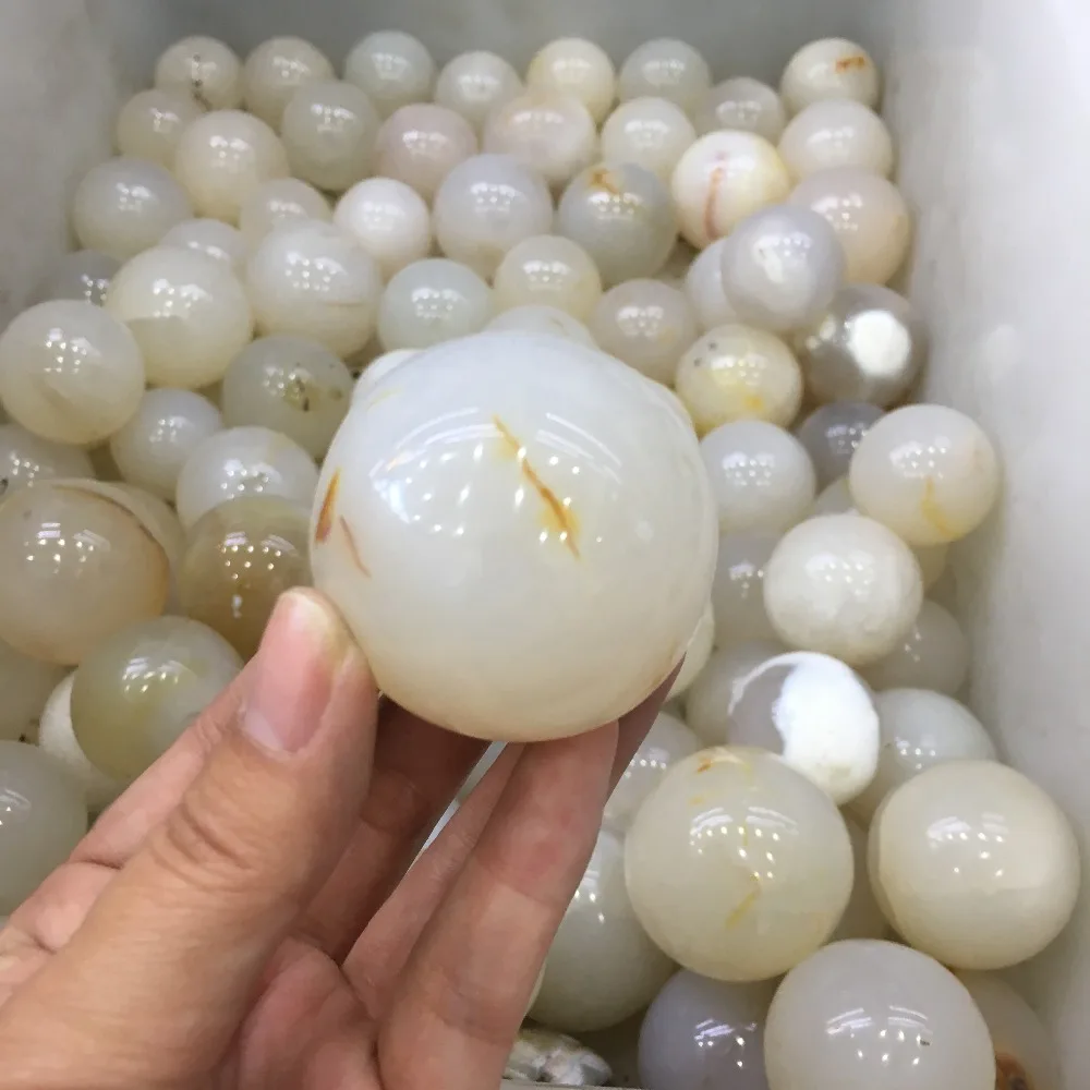 

Natural Rock crystal ball polished white agate stone ball