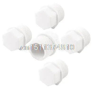 

5 Pcs 1/2" PT Hex Head Solid Pipe Fitting Screwed Plug for Water Pipeline