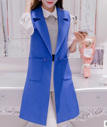 

2017 New Fashion Sleeveless Jackets Vests For Women Black 2017 Office Lady Elegant Long Outerwear Casual brand colete feminino