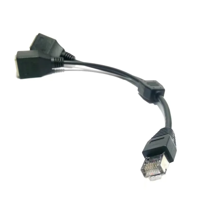 Сетевой Разветвитель RJ45 с 1 штекера на 2 гнездовых порта удлинитель со штекером