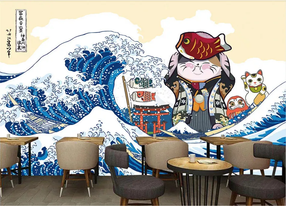 Японский классический Ukiyo-e стиль обои 3D Ручная роспись японский Ресторан Суши магазин промышленный Декор 3D настенная бумага