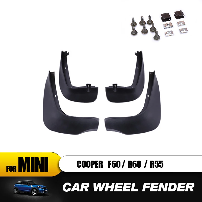 

4pcs/set Car Fender Protective Guard Mud Flap Mudguards For Mini Cooper One S Countryman Clubman R55 R60 F60 auto Accessories