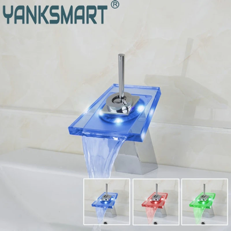 Кран для раковины YANKSMART светодиодный с одной ручкой хромированный 8007|faucet mixer|bathroom
