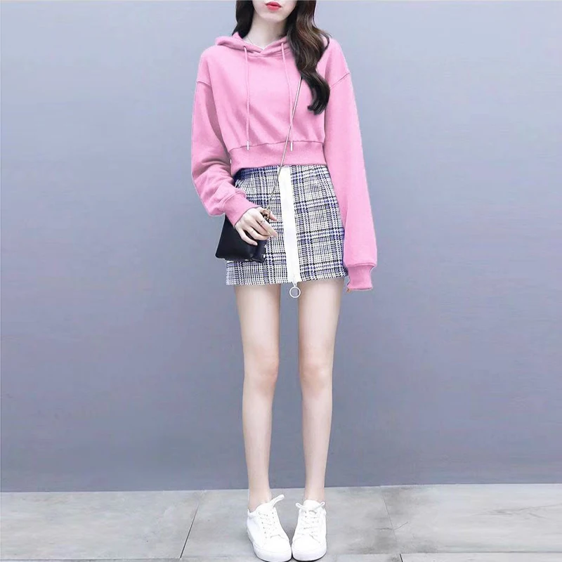 Осень зима harajuku модные толстовки женские однотонные пуловеры толстовка +