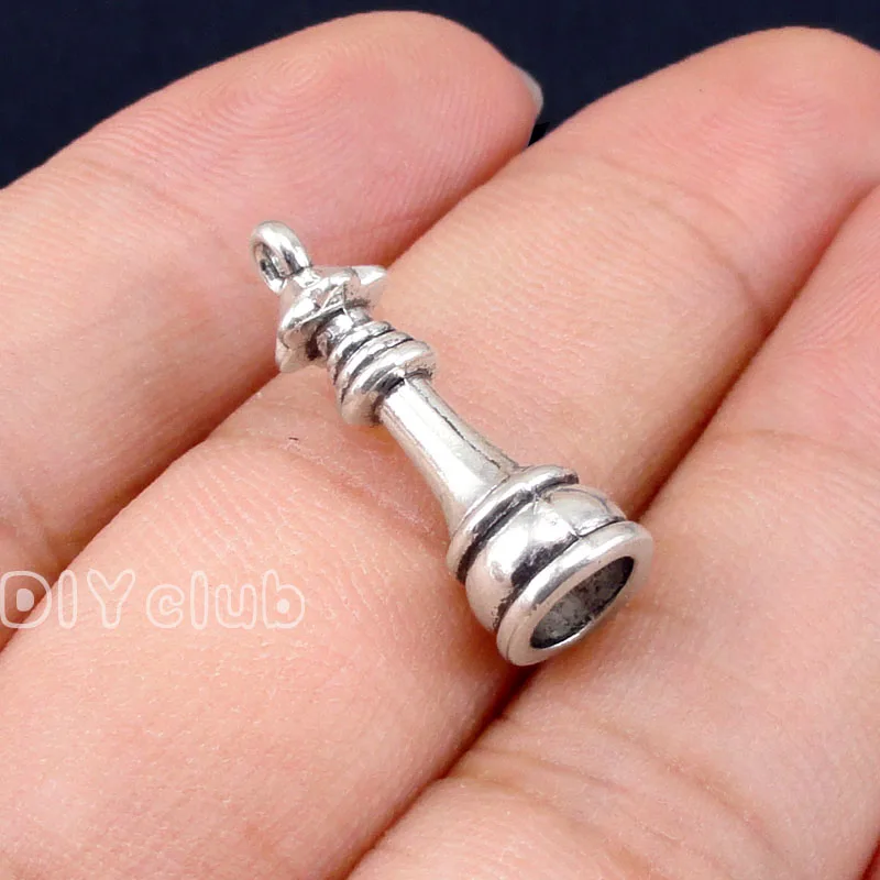 50 шт. подвески в виде шахматных изделий из античного серебра кусочка королевы 23x8