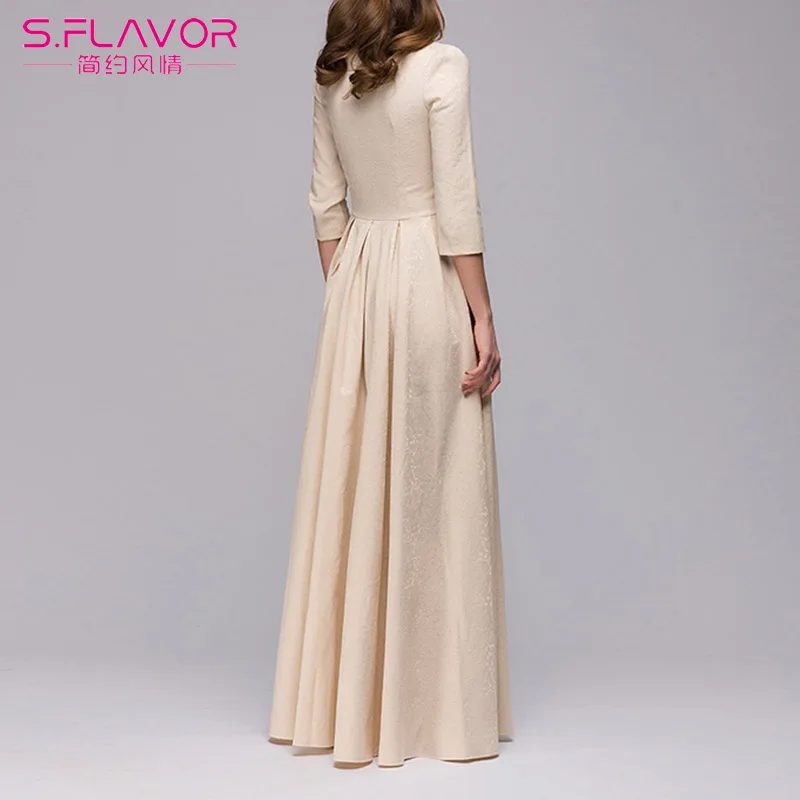 S. FLAVOR весеннее женское элегантное вечернее платье с рукавом три четверти высокой
