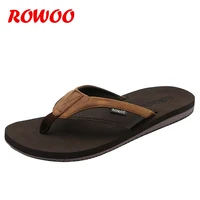 pu leather slippers men beach flip flops breathable fashion summer shoes causal sandals indoor male footwear retro wholesale